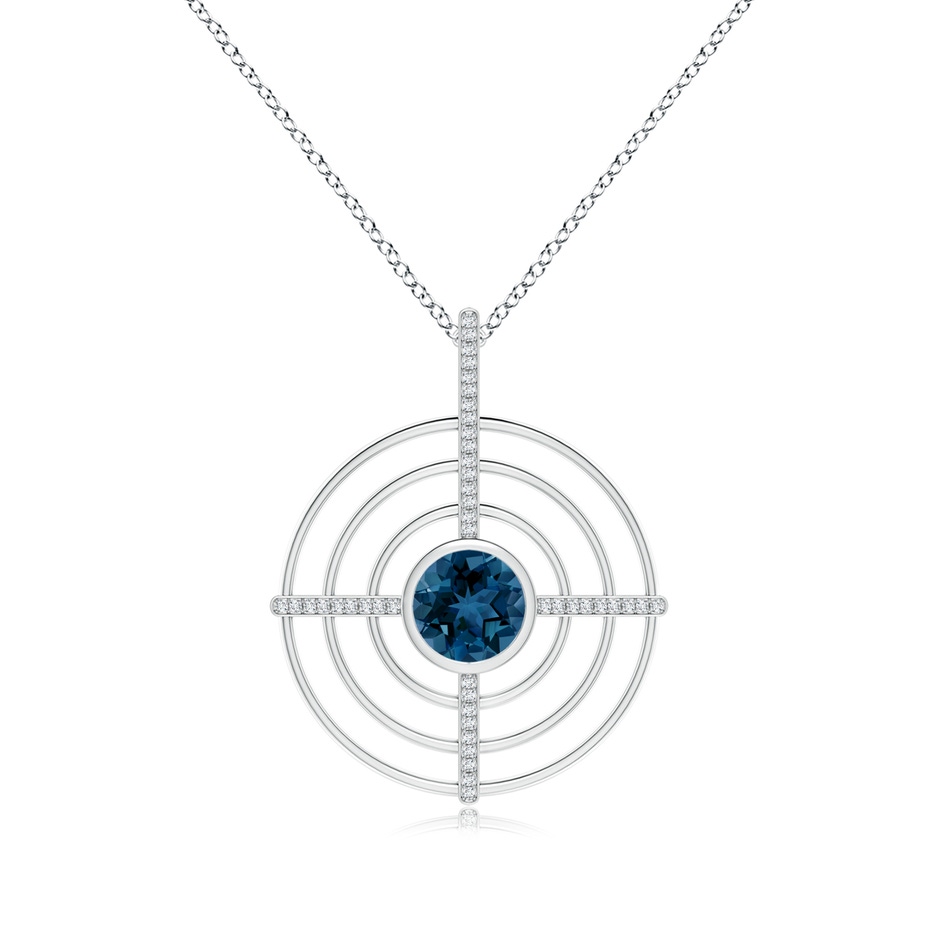 10mm AAA Natori x Angara Infinity Concentric Circle London Blue Topaz Pendant with Diamond Bars in White Gold 