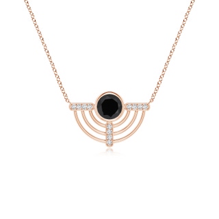 6mm AAA Natori x Angara Infinity Half Concentric Circle Black Onyx Pendant with Diamond Bars in 10K Rose Gold