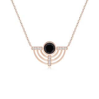 6mm AAA Natori x Angara Infinity Half Concentric Circle Black Onyx Pendant with Diamond Bars in 9K Rose Gold