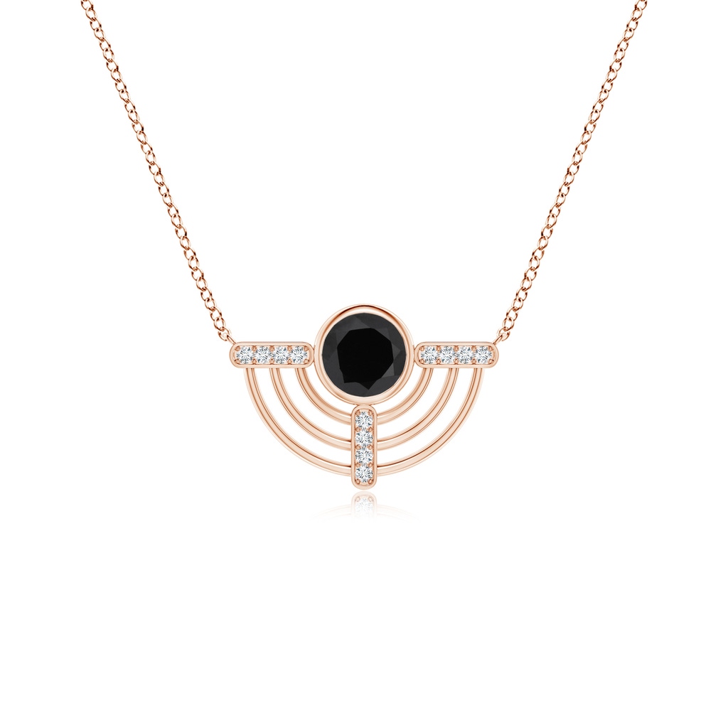 6mm AAA Natori x Angara Infinity Half Concentric Circle Black Onyx Pendant with Diamond Bars in Rose Gold