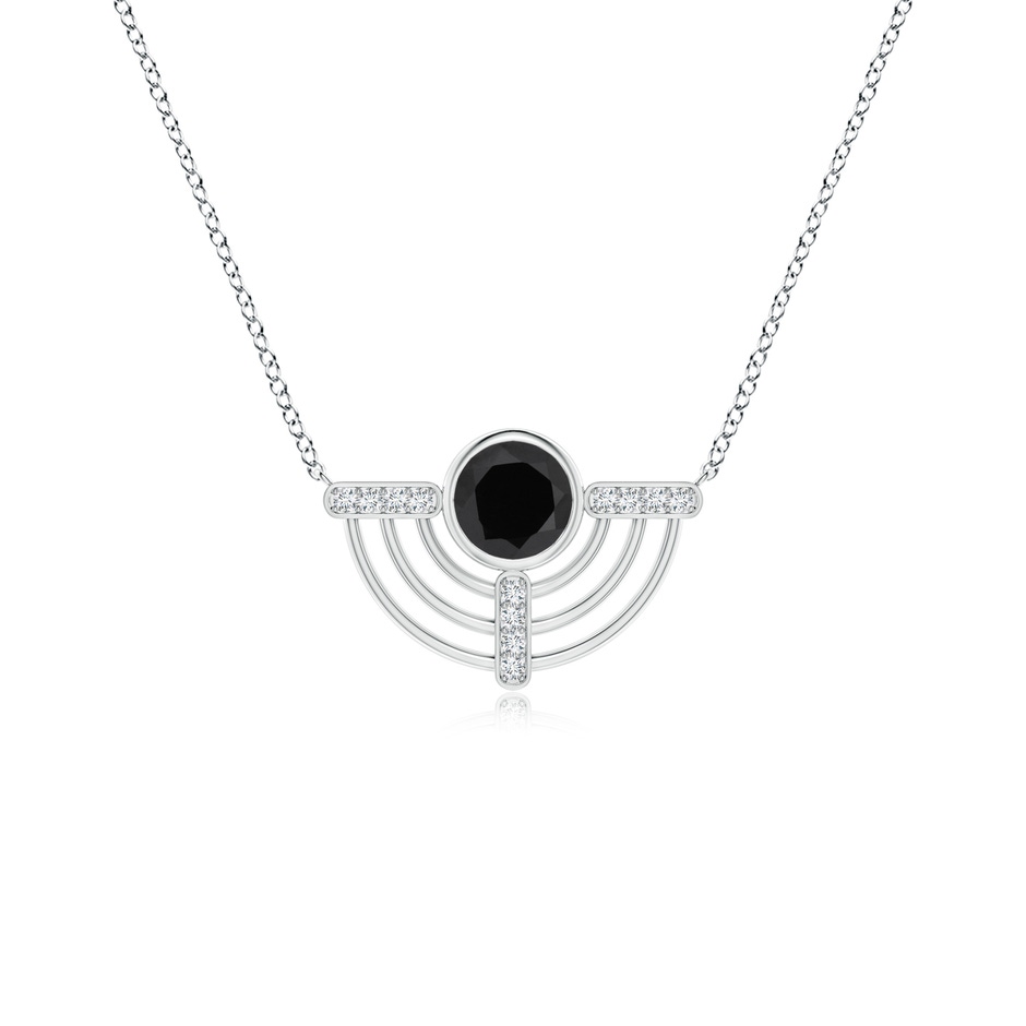 6mm AAA Natori x Angara Infinity Half Concentric Circle Black Onyx Pendant with Diamond Bars in White Gold 