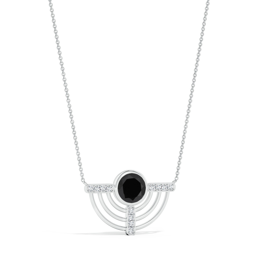 6mm AAA Natori x Angara Infinity Half Concentric Circle Black Onyx Pendant with Diamond Bars in White Gold Side 499
