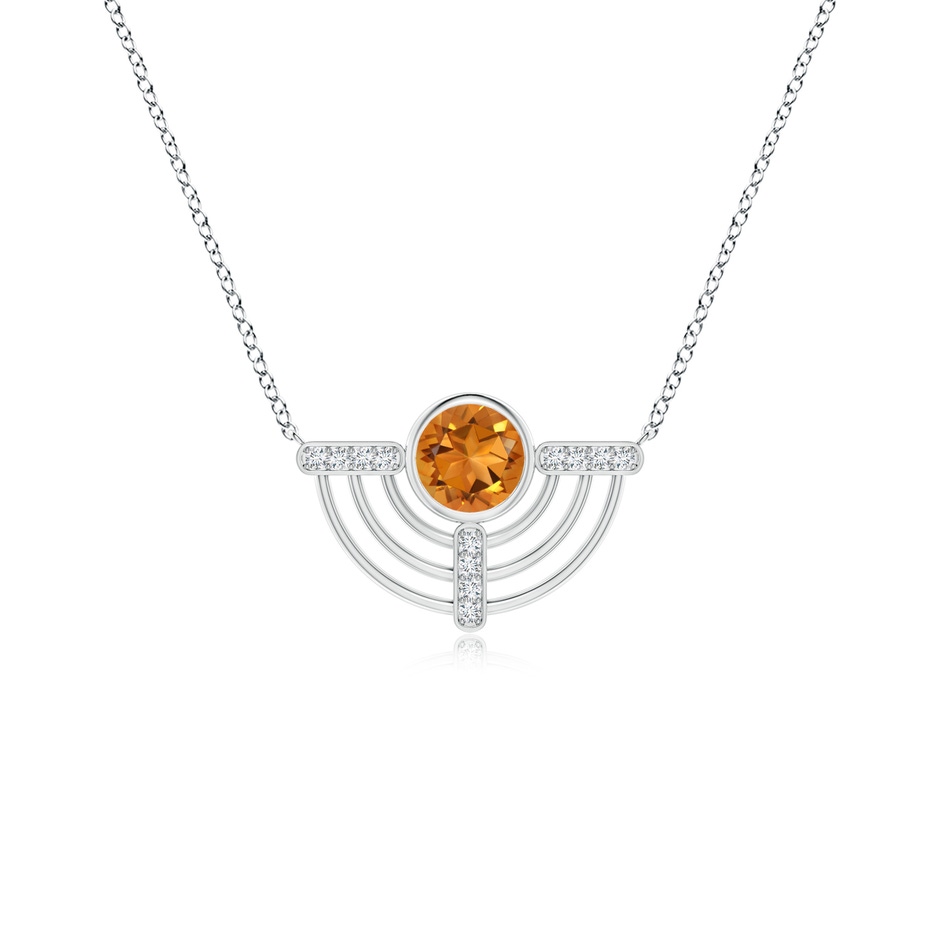 6mm AAA Natori x Angara Infinity Half Concentric Circle Citrine Pendant with Diamond Bars in White Gold 