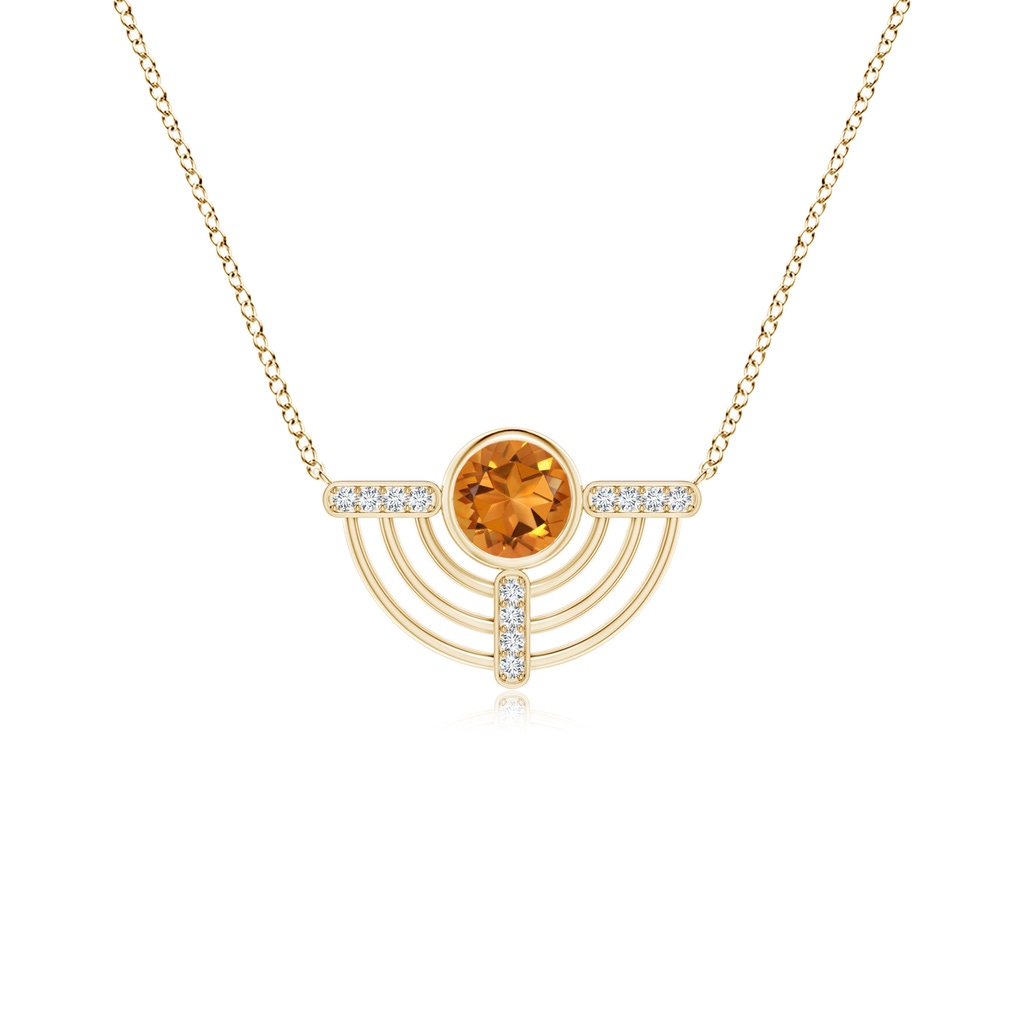 6mm AAA Natori x Angara Infinity Half Concentric Circle Citrine Pendant with Diamond Bars in Yellow Gold