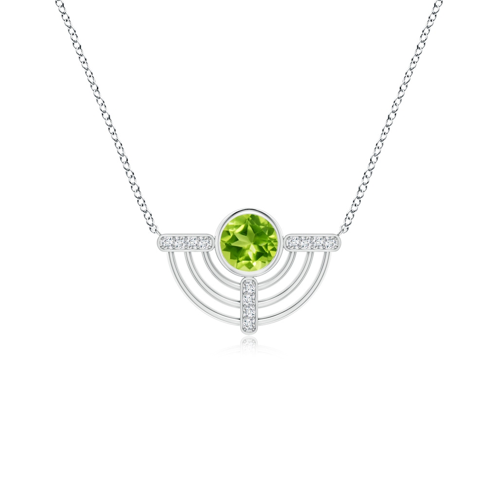 6mm AAA Natori x Angara Infinity Half Concentric Circle Peridot Pendant with Diamond Bars in White Gold