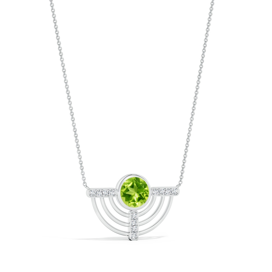 6mm AAA Natori x Angara Infinity Half Concentric Circle Peridot Pendant with Diamond Bars in White Gold side 499