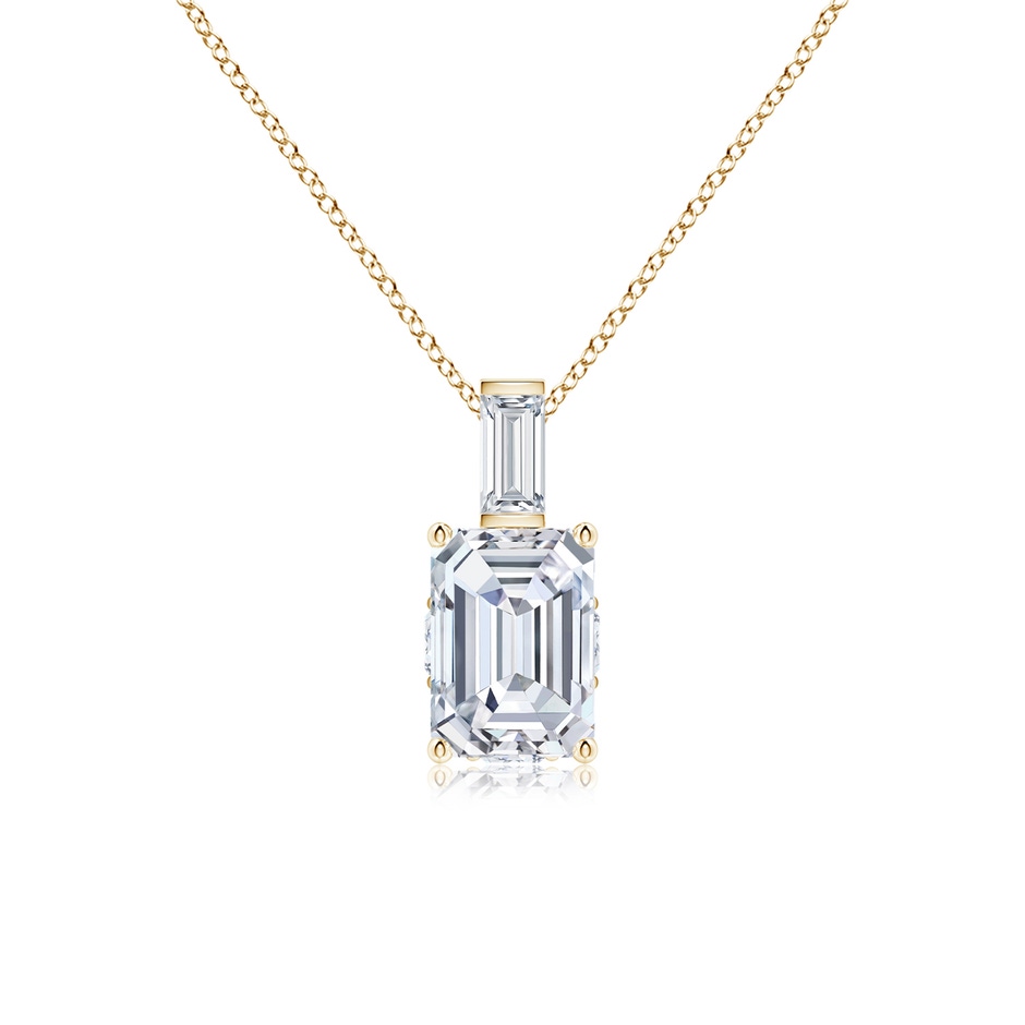 7x5mm FGVS Natori x Angara Orient Express Lab-Grown Emerald-Cut Diamond Pendant in 9K Yellow Gold 