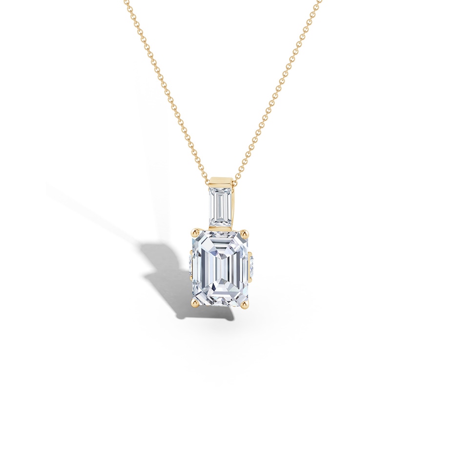 7x5mm FGVS Natori x Angara Orient Express Lab-Grown Emerald-Cut Diamond Pendant in 9K Yellow Gold side 499