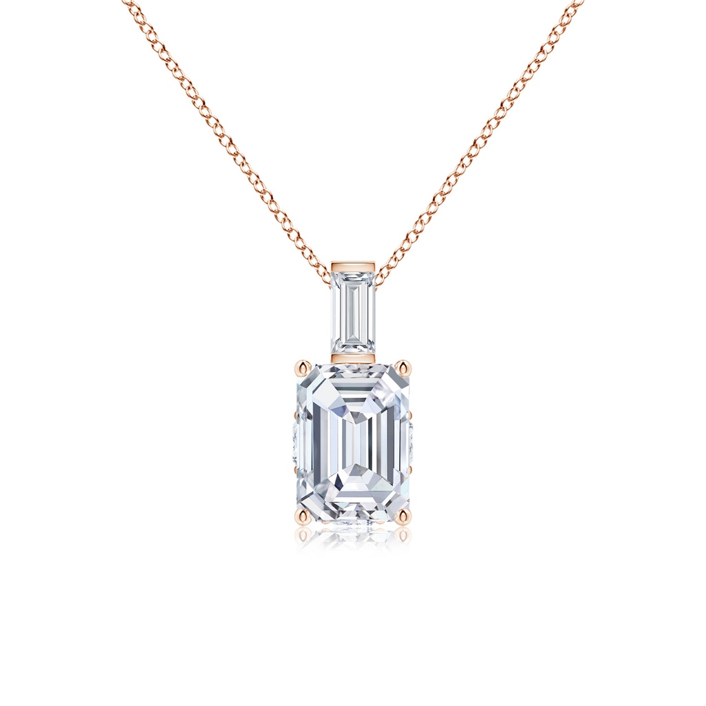 7x5mm FGVS Natori x Angara Orient Express Lab-Grown Emerald-Cut Diamond Pendant in Rose Gold