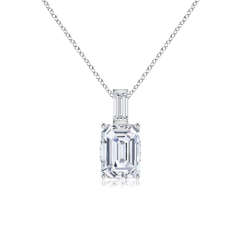 7x5mm FGVS Natori x Angara Orient Express Lab-Grown Emerald-Cut Diamond Pendant in White Gold 