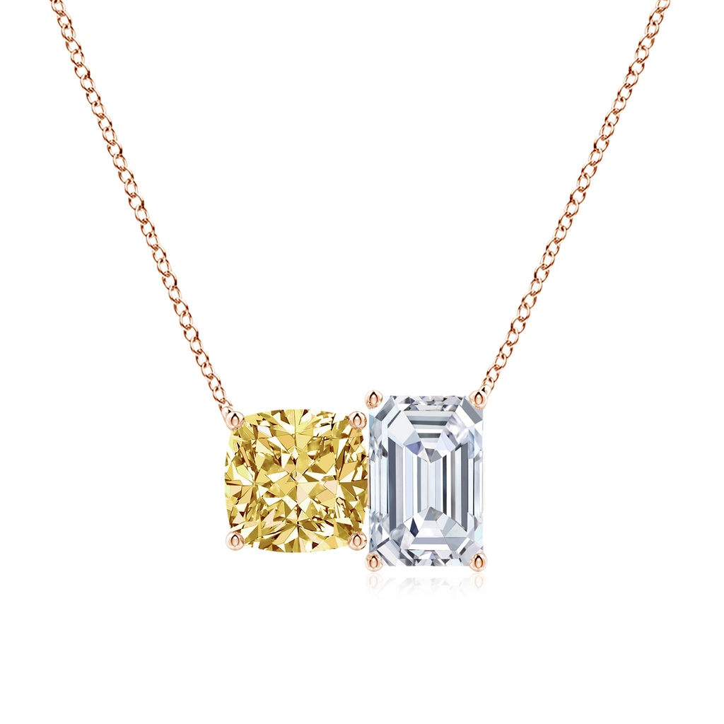 6x4mm FGVS Natori x Angara Orient Express Lab-Grown Yellow & White Diamond Two-Stone Pendant in Rose Gold