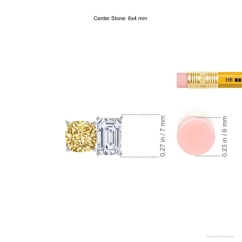 6x4mm FGVS Natori x Angara Orient Express Lab-Grown Yellow & White Diamond Two-Stone Pendant in White Gold ruler