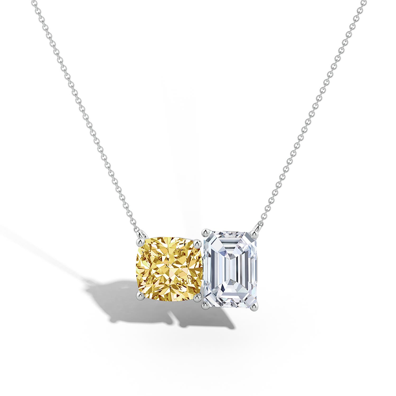6x4mm FGVS Natori x Angara Orient Express Lab-Grown Yellow & White Diamond Two-Stone Pendant in White Gold - lifestyle 4