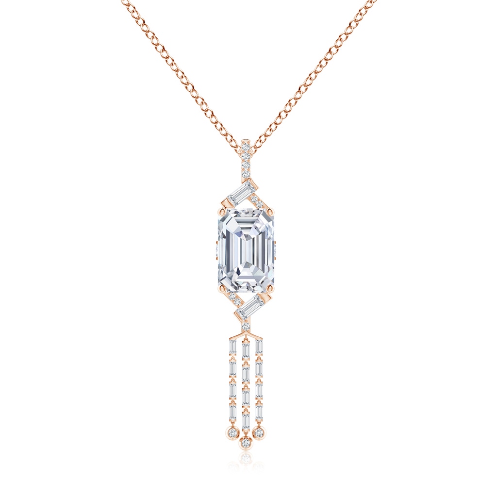 12x8mm FGVS Natori x Angara Orient Express Lab-Grown Baguette Diamond Tassel Drop Pendant in Rose Gold