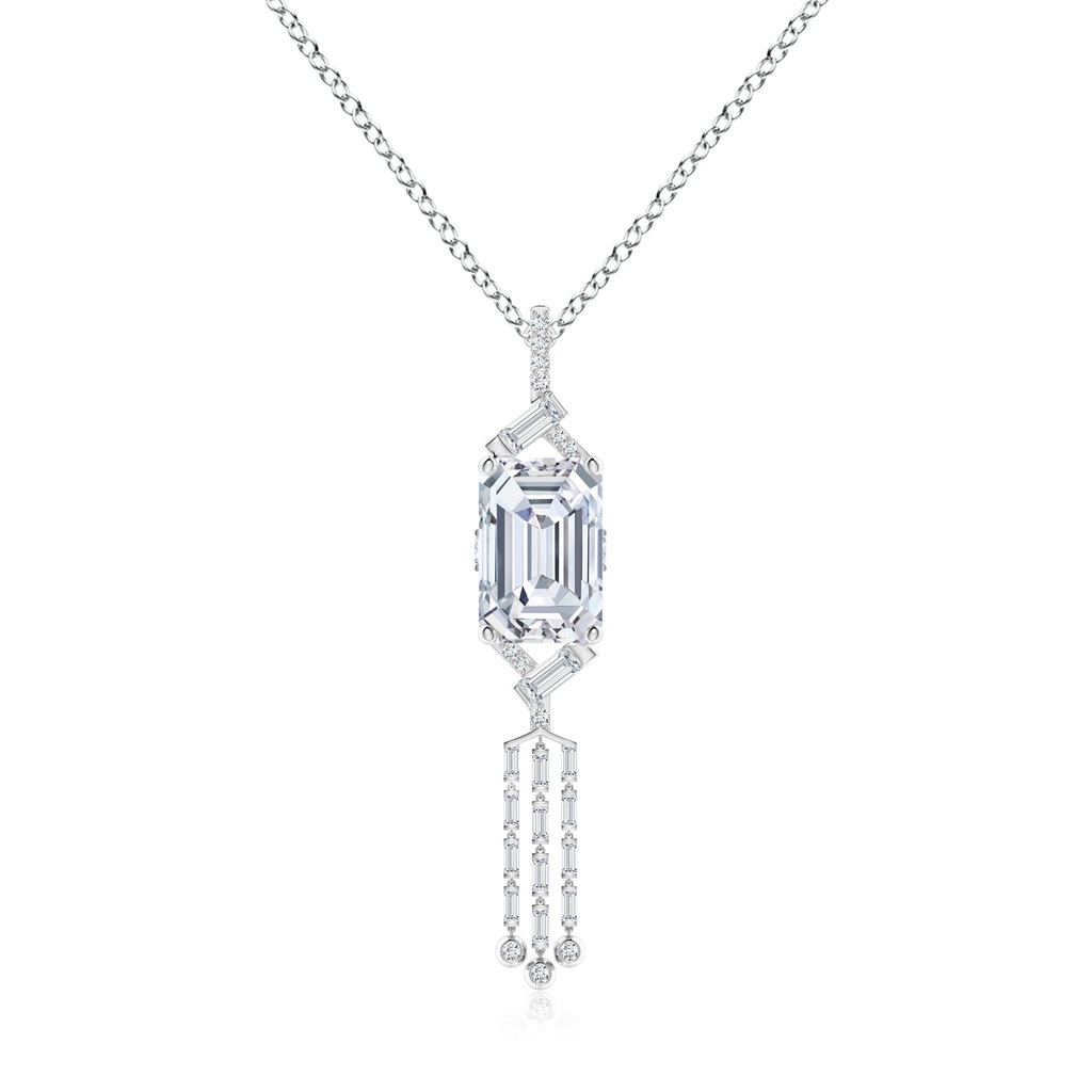 12x8mm FGVS Natori x Angara Orient Express Lab-Grown Baguette Diamond Tassel Drop Pendant in White Gold 