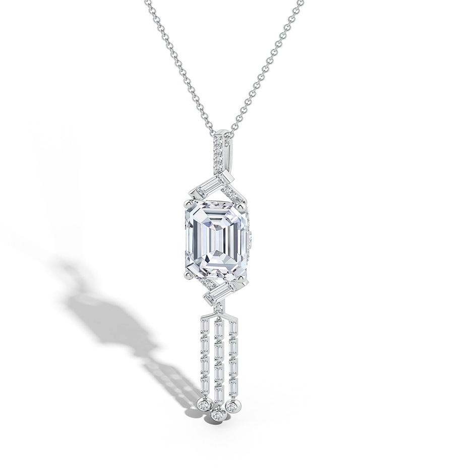 12x8mm FGVS Natori x Angara Orient Express Lab-Grown Baguette Diamond Tassel Drop Pendant in White Gold side 499