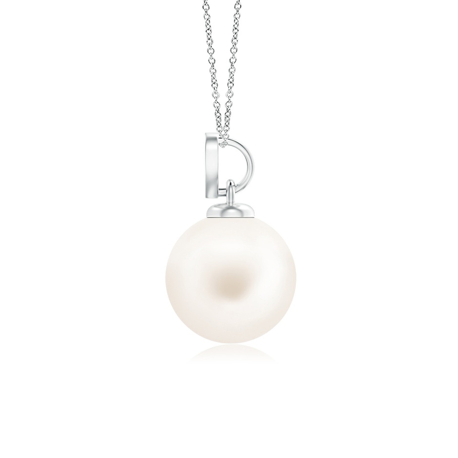 7mm AA Freshwater Pearl & Diamond Heart 14K White Gold Pendant in White Gold side 199