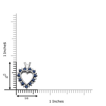 2mm AA Sapphire and Diamond Heart Pendant in White Gold in White Gold Product Image