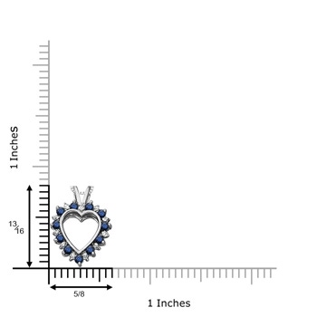 2mm AA Sapphire and Diamond Heart Pendant in White Gold in White Gold product image