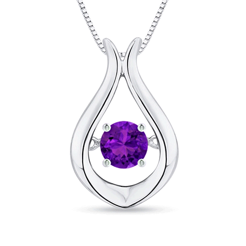 3.9mm AAAA Dancing Amethyst Solitaire Drop Pendant in White Gold