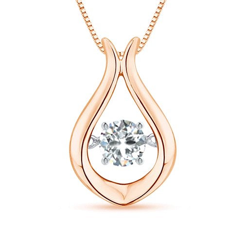 3.9mm GVS2 Rocking Diamond Solitaire Drop Pendant in Rose Gold 