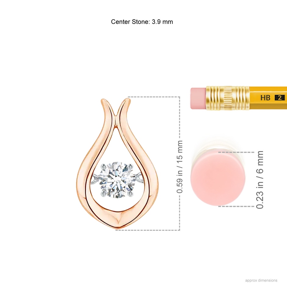3.9mm GVS2 Rocking Diamond Solitaire Drop Pendant in Rose Gold ruler