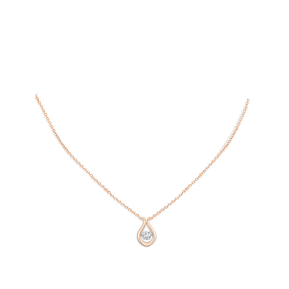 3.9mm GVS2 Rocking Diamond Solitaire Drop Pendant in Rose Gold body-neck