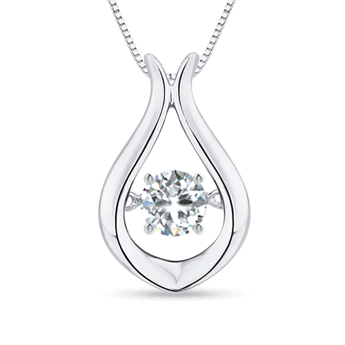 3.9mm GVS2 Rocking Diamond Solitaire Drop Pendant in S999 Silver 