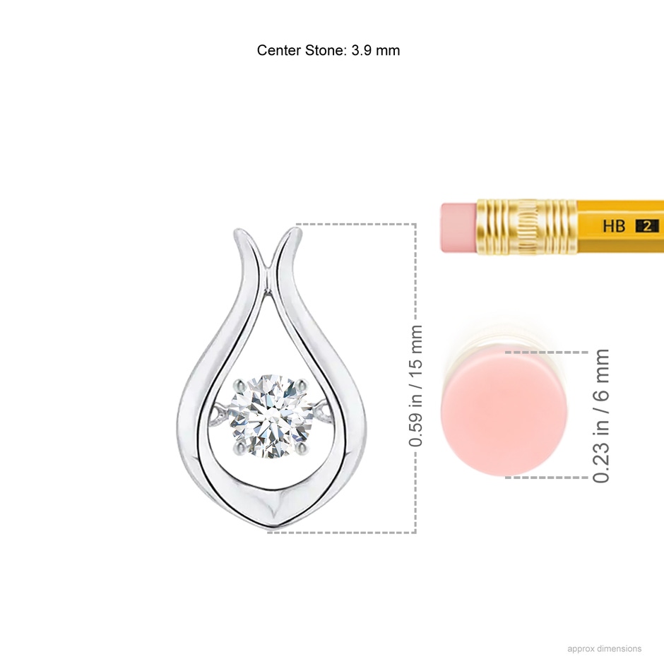 3.9mm GVS2 Rocking Diamond Solitaire Drop Pendant in S999 Silver ruler