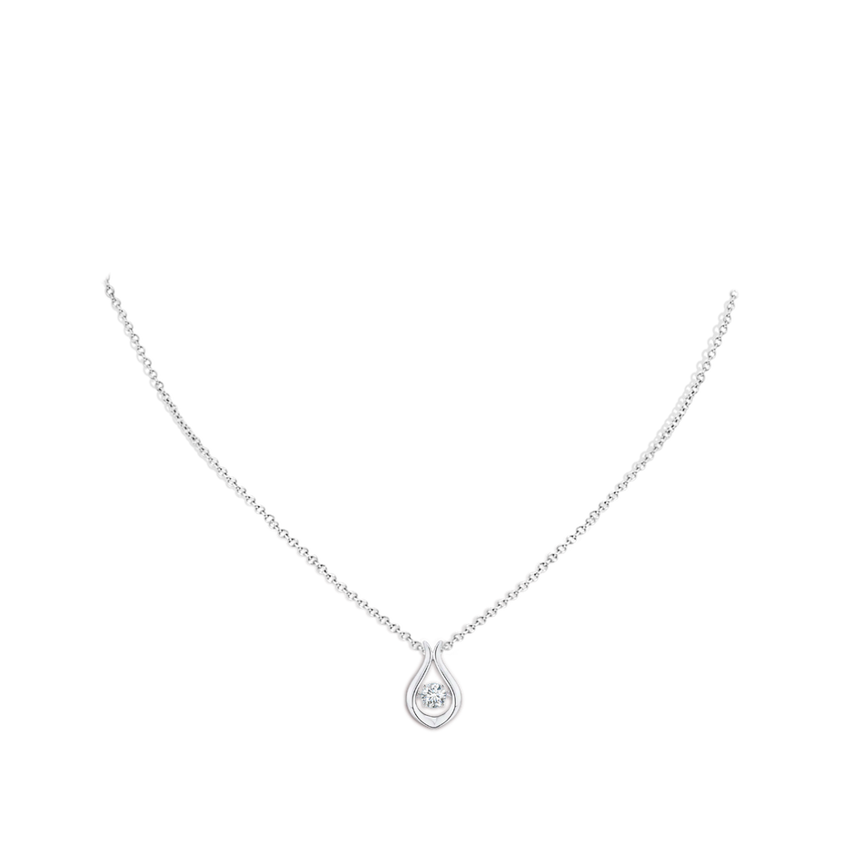 3.9mm GVS2 Rocking Diamond Solitaire Drop Pendant in S999 Silver body-neck