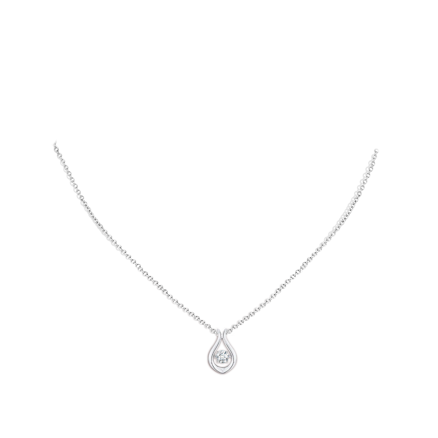 3.9mm GVS2 Rocking Diamond Solitaire Drop Pendant in White Gold - body_neck