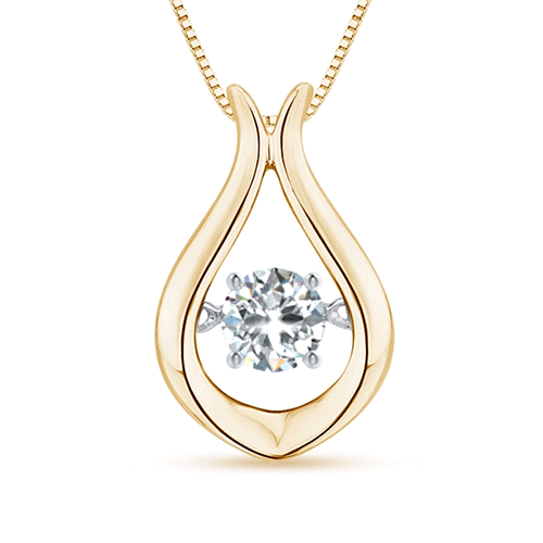 3.9mm GVS2 Rocking Diamond Solitaire Drop Pendant in Yellow Gold