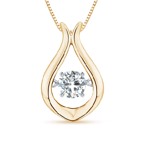3.9mm GVS2 Rocking Diamond Solitaire Drop Pendant in Yellow Gold