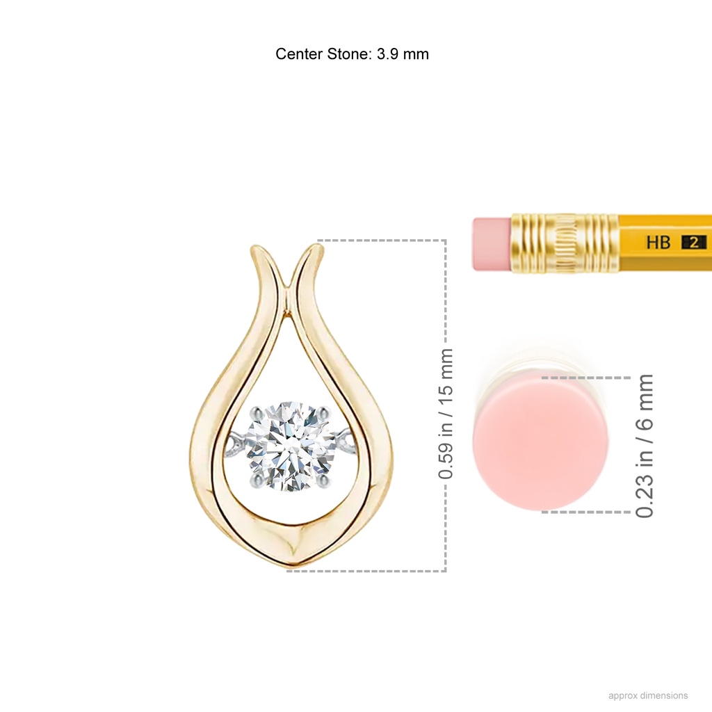 3.9mm GVS2 Rocking Diamond Solitaire Drop Pendant in Yellow Gold Ruler