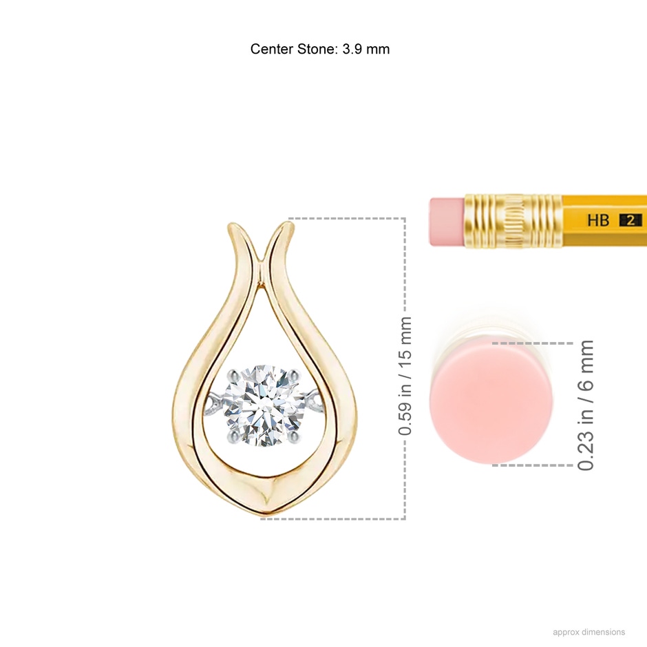 3.9mm GVS2 Rocking Diamond Solitaire Drop Pendant in Yellow Gold ruler