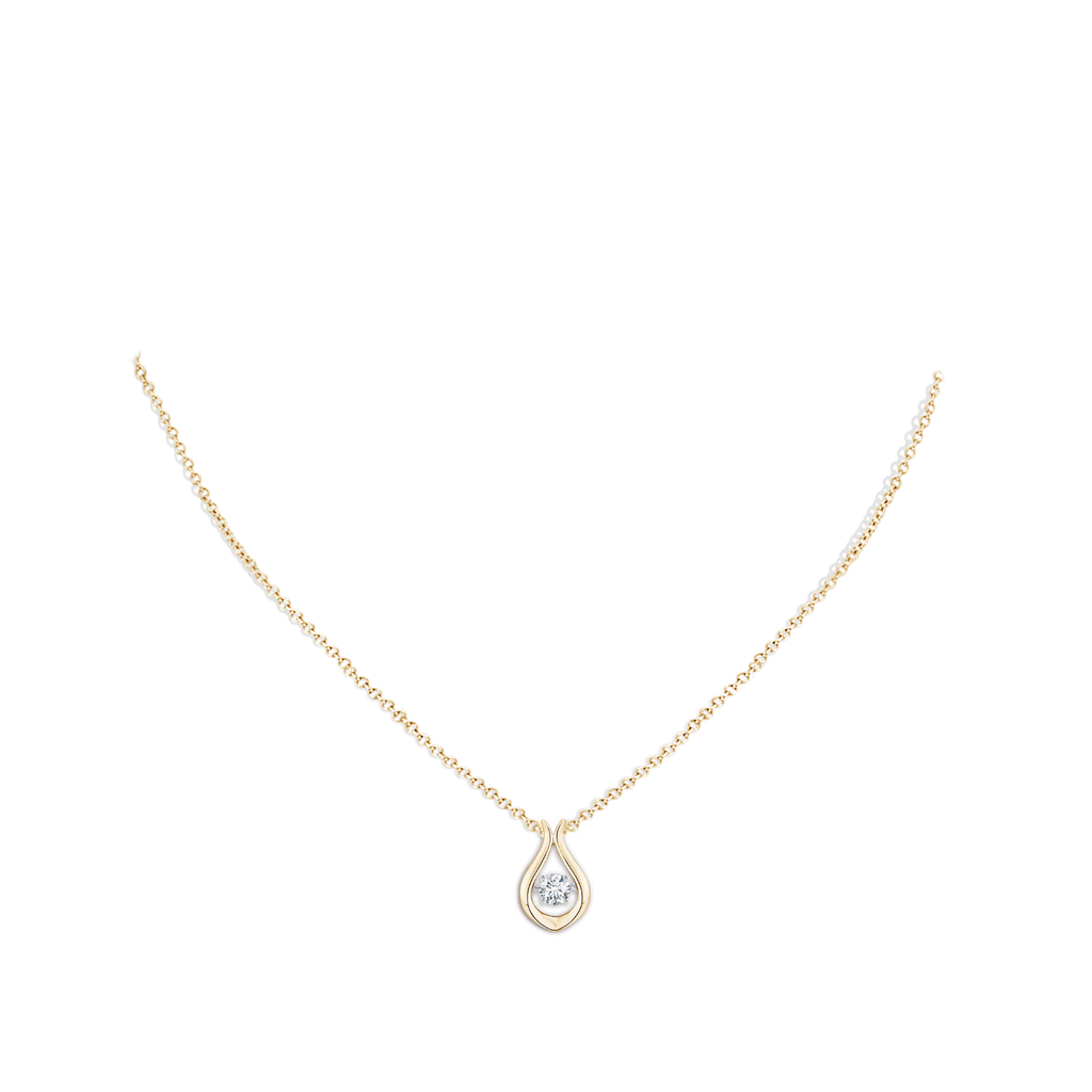 3.9mm GVS2 Rocking Diamond Solitaire Drop Pendant in Yellow Gold Body-Neck