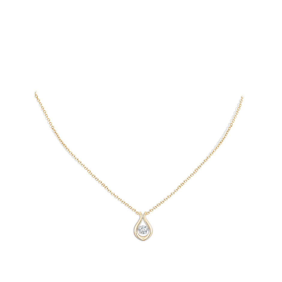 3.9mm GVS2 Rocking Diamond Solitaire Drop Pendant in Yellow Gold body-neck