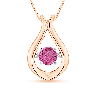 3.9mm AAAA Dancing Pink Sapphire Solitaire Drop Pendant in Rose Gold