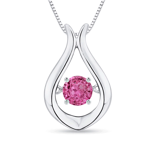 3.9mm AAAA Dancing Pink Sapphire Solitaire Drop Pendant in White Gold