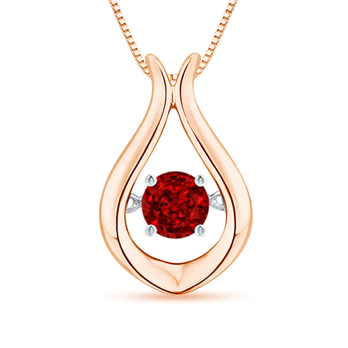 3.9mm AAAA Dancing Ruby Solitaire Drop Pendant in Rose Gold