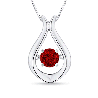3.9mm AAAA Dancing Ruby Solitaire Drop Pendant in White Gold