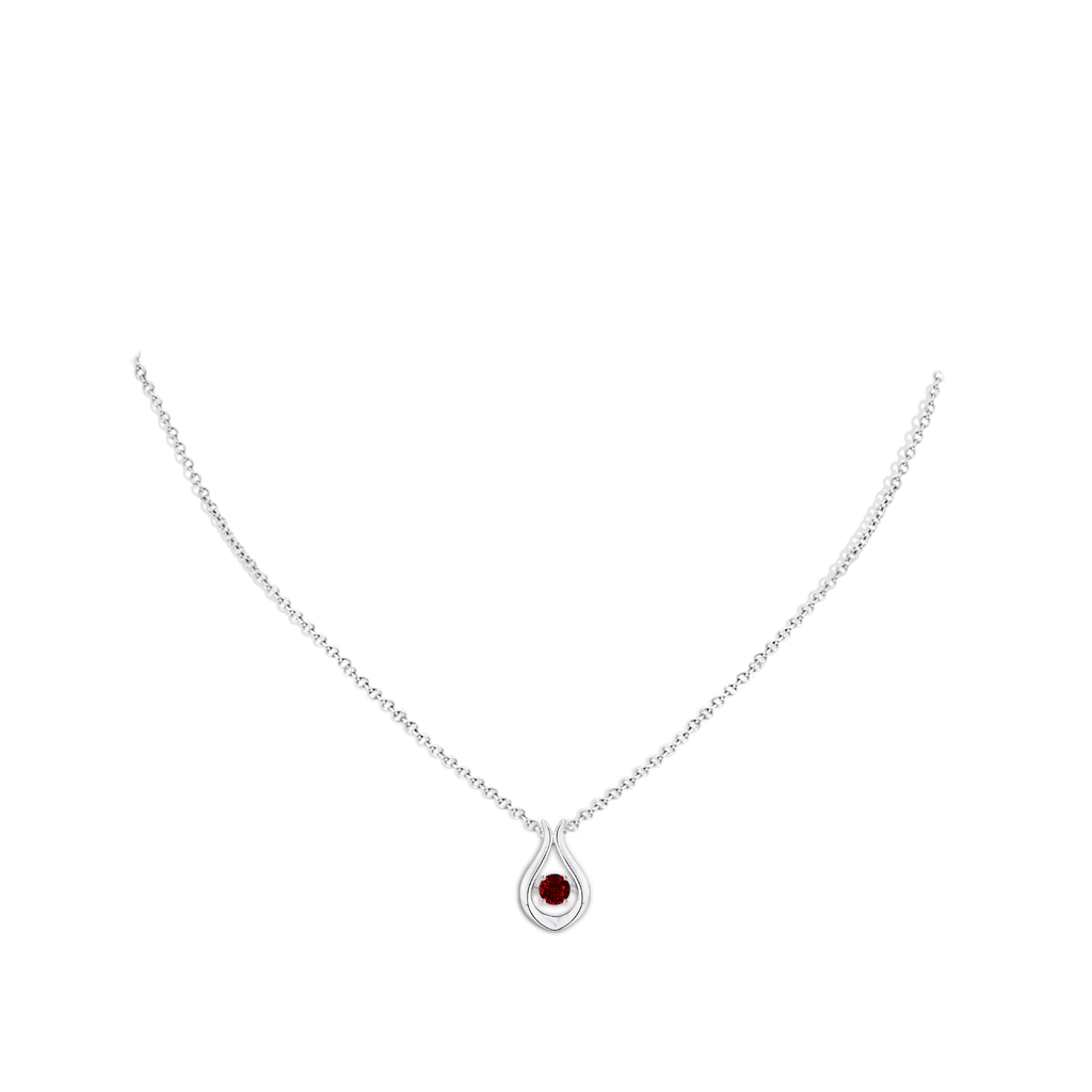 3.9mm AAAA Dancing Ruby Solitaire Drop Pendant in White Gold Body-Neck