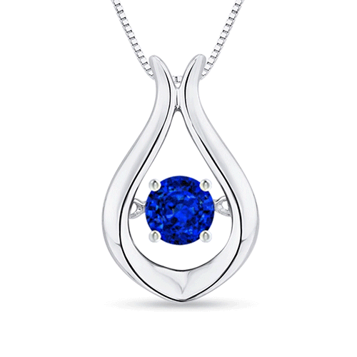 3.9mm AAAA Dancing Sapphire Solitaire Drop Pendant in White Gold