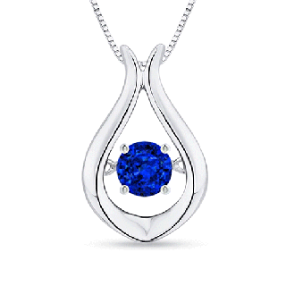 3.9mm AAAA Dancing Sapphire Solitaire Drop Pendant in White Gold