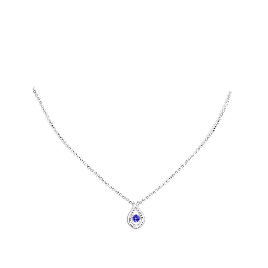 3.9mm AAAA Dancing Tanzanite Solitaire Drop Pendant in White Gold Body-Neck