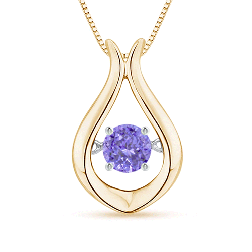 3.9mm AAAA Dancing Tanzanite Solitaire Drop Pendant in Yellow Gold