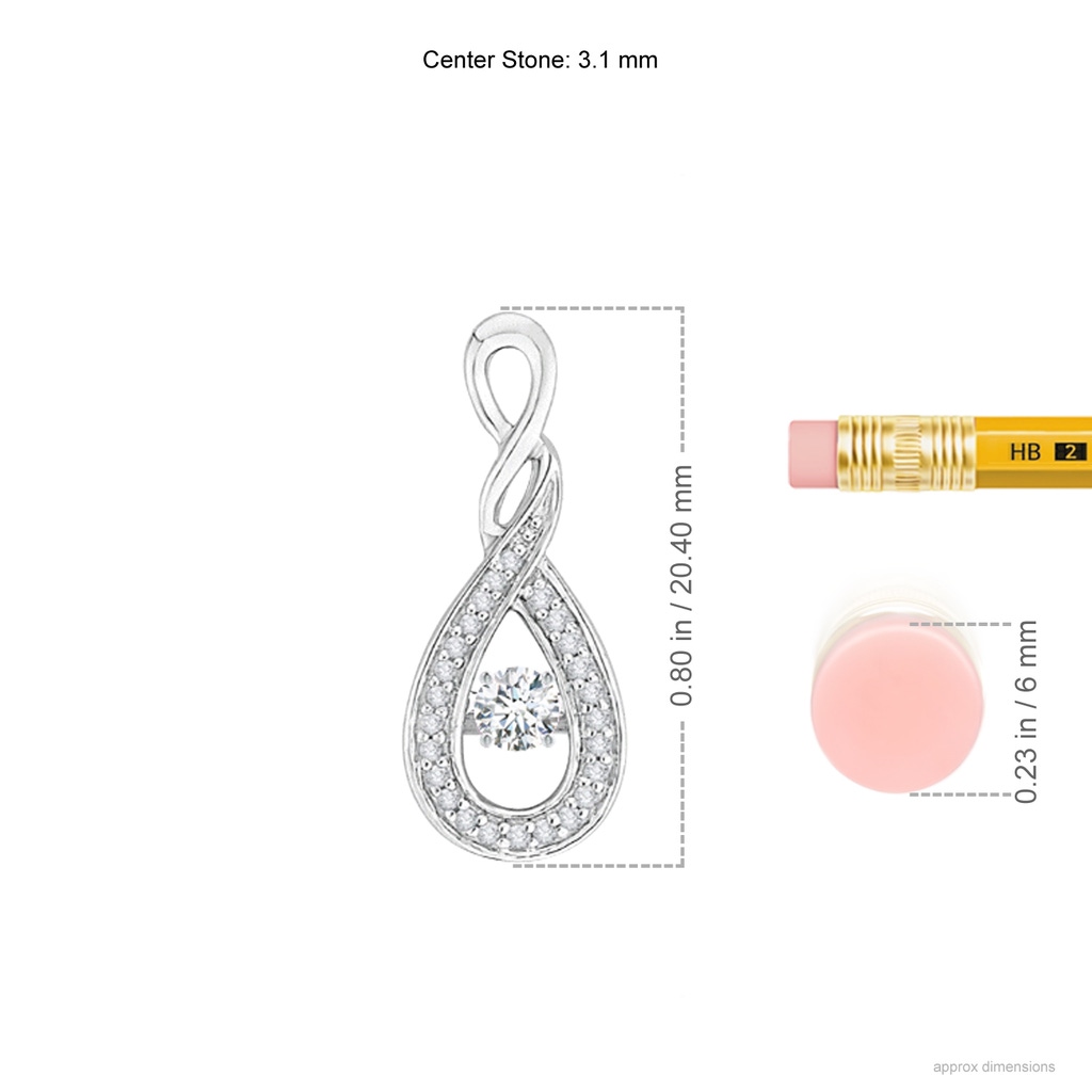 3.1mm GVS2 Rocking Diamond Infinity Loop Pendant with Diamonds in White Gold Ruler