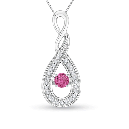 3.1mm AAAA Dancing Pink Sapphire Infinity Loop Pendant with Diamonds in White Gold