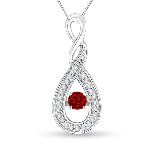 3.1mm AAAA Dancing Ruby Infinity Loop Pendant with Diamonds in White Gold