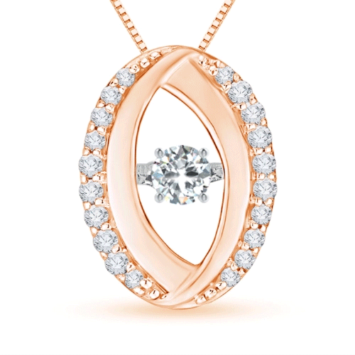 3.1mm GVS2 Rocking Diamond Pendant with Diamond Oval Frame in Rose Gold